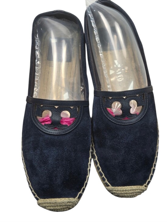 Tory Burch Shoes - Tory Burch Sidney Navy Suede Espadrille Flats Logo Slip On Shoes Womens 10